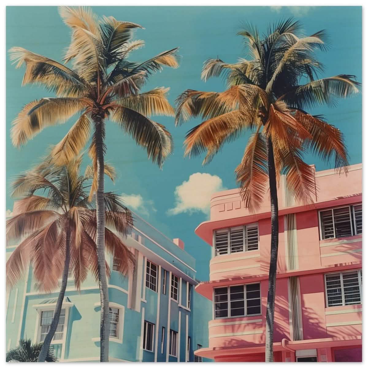 Miami Modernist Charm | Modern Urban Tropical Art - Wood Prints - 60x60 cm / 24x24″ -