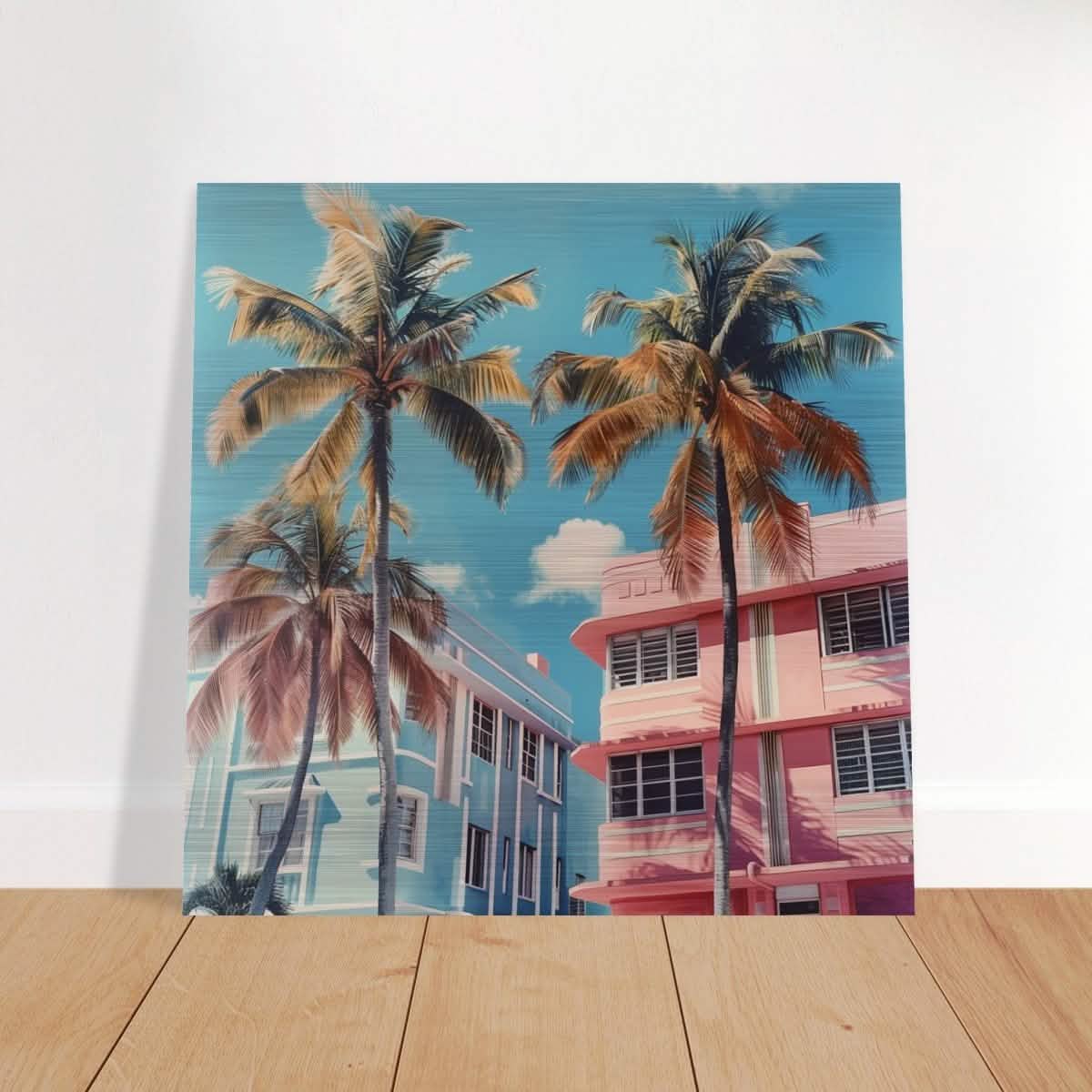 Miami Modernist Charm | Modern Urban Tropical Art - Brushed Aluminum Print - 60x60 cm / 24x24″ -