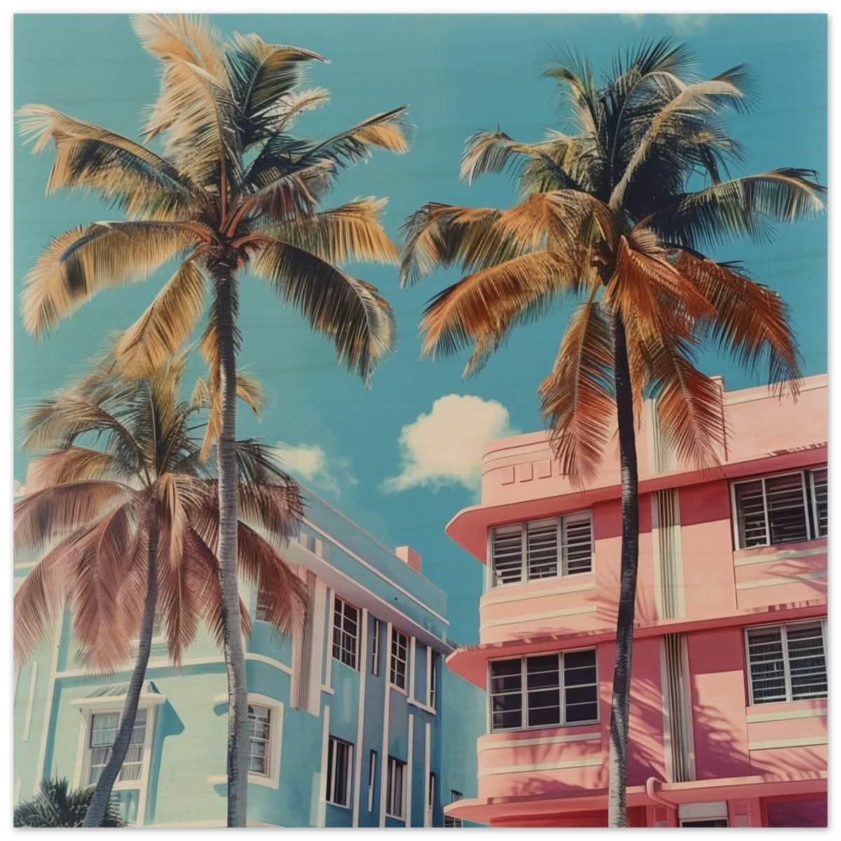 Miami Modernist Charm | Modern Urban Tropical Art - Wood Prints - 30x30 cm / 12x12″ -