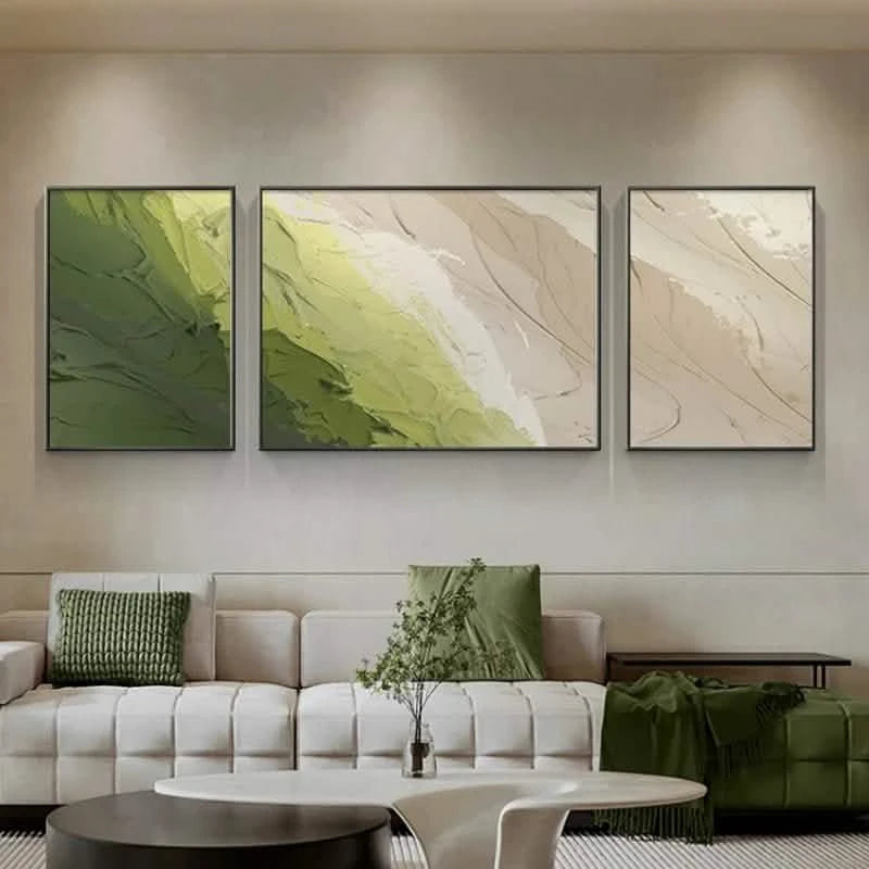 Minimalist Abstract Floated Framed Canvas Print – Trio Set for Grand & Luxurious Living Spaces (Copy) - 60x40 - 60x90 - 60x40 CM (16x24" - 24x36" - 16x24") - Sky Blue - Floating Black Frame -