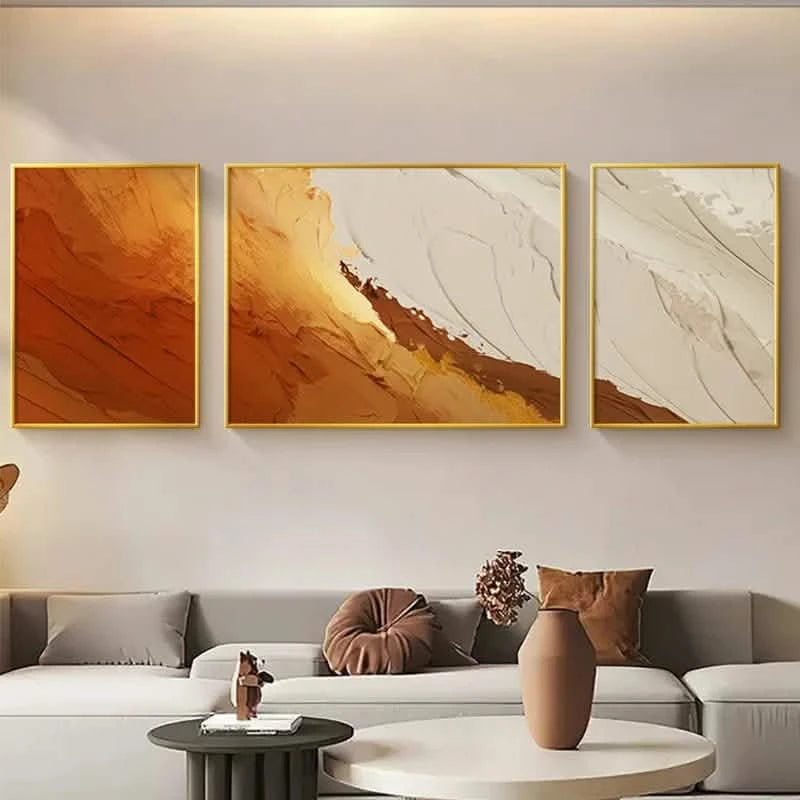 Minimalist Abstract Floated Framed Canvas Print – Trio Set for Grand & Luxurious Living Spaces (Copy) - 60x40 - 60x90 - 60x40 CM (16x24" - 24x36" - 16x24") - Sky Blue - Floating Black Frame -