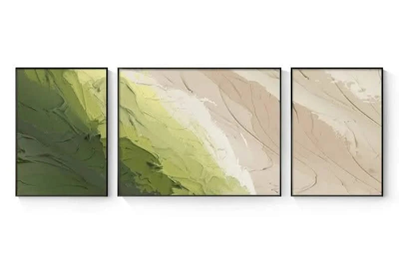 Minimalist Abstract Floated Framed Canvas Print – Trio Set for Grand & Luxurious Living Spaces (Copy) - 60x40 - 60x90 - 60x40 CM (16x24" - 24x36" - 16x24") - Sky Blue - Floating Black Frame -