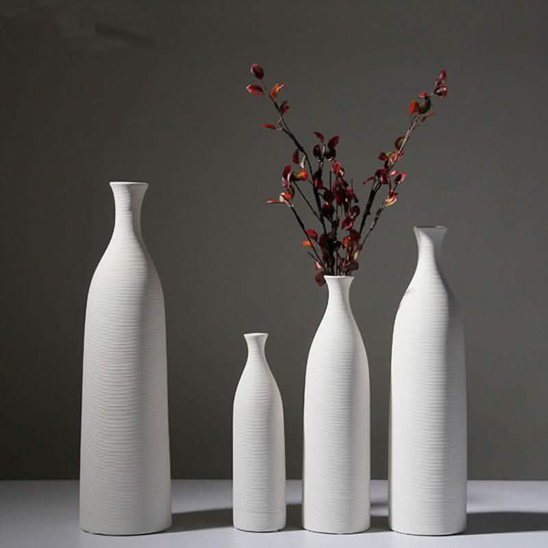 Minimalist Ceramic Vase Collection – Modern White Home Décor Ornaments - HP101 -