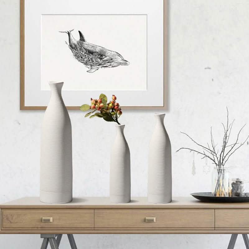 Minimalist Ceramic Vase Collection – Modern White Home Décor Ornaments - HP101 -