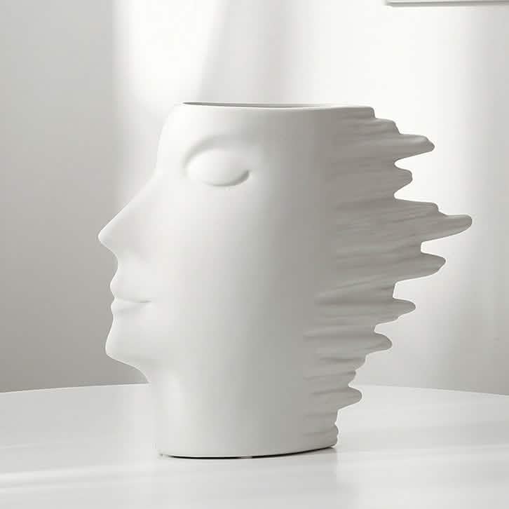 Modern Abstract Silhouette Sculpture – Resin Head Bust for Artistic Interiors - Small White -