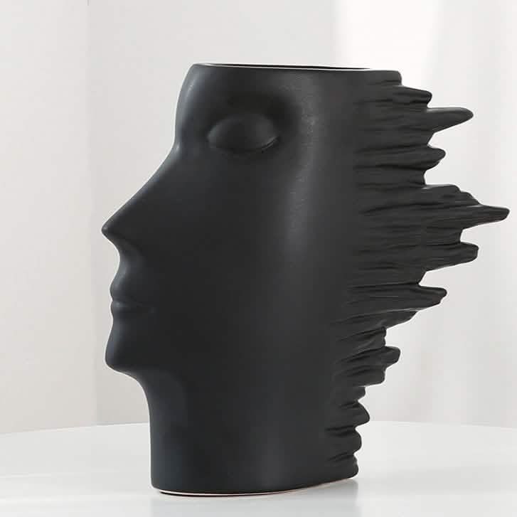 Modern Abstract Silhouette Sculpture – Resin Head Bust for Artistic Interiors - Large Black -
