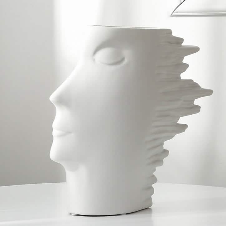 Modern Abstract Silhouette Sculpture – Resin Head Bust for Artistic Interiors - Large White -