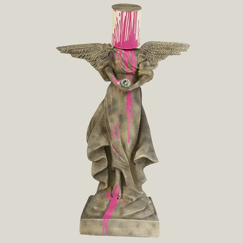Modern Angel Sculpture – Contemporary Resin Art Décor - Grey -