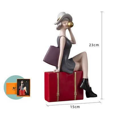 Modern Bubble Girl Resin Figurines – Elegant Home Décor Sculptures - Bubble Girl with a Suitcase -