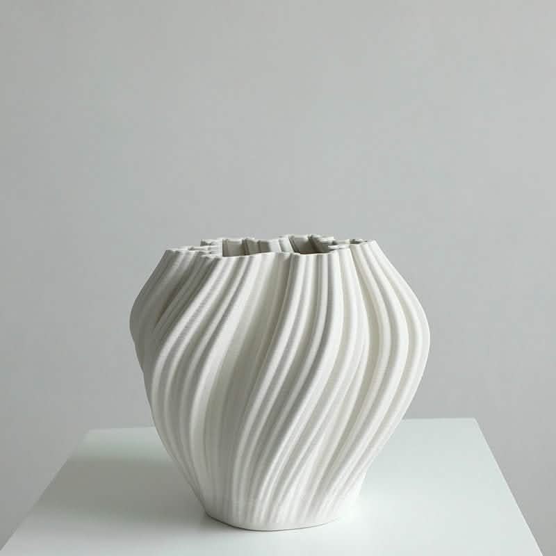Modern Ceramic Art Vase – Black & White Decorative Home Décor - Small white -