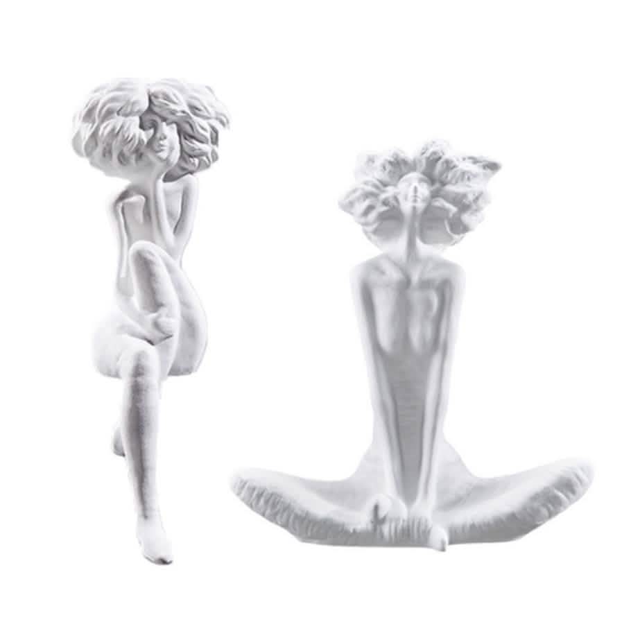Modern Character Resin Sculptures – Minimalist Beauty Ornaments (Cross - Legged & One - Leg Pose) - A -