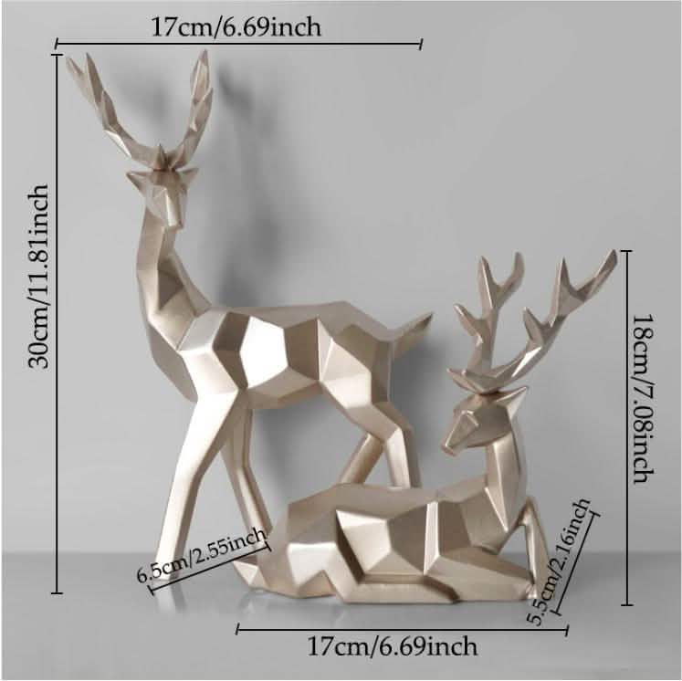 Modern Geometric Deer Sculptures – Resin Figurines for Home Décor | Figurines Modern Decoration - Gold set -