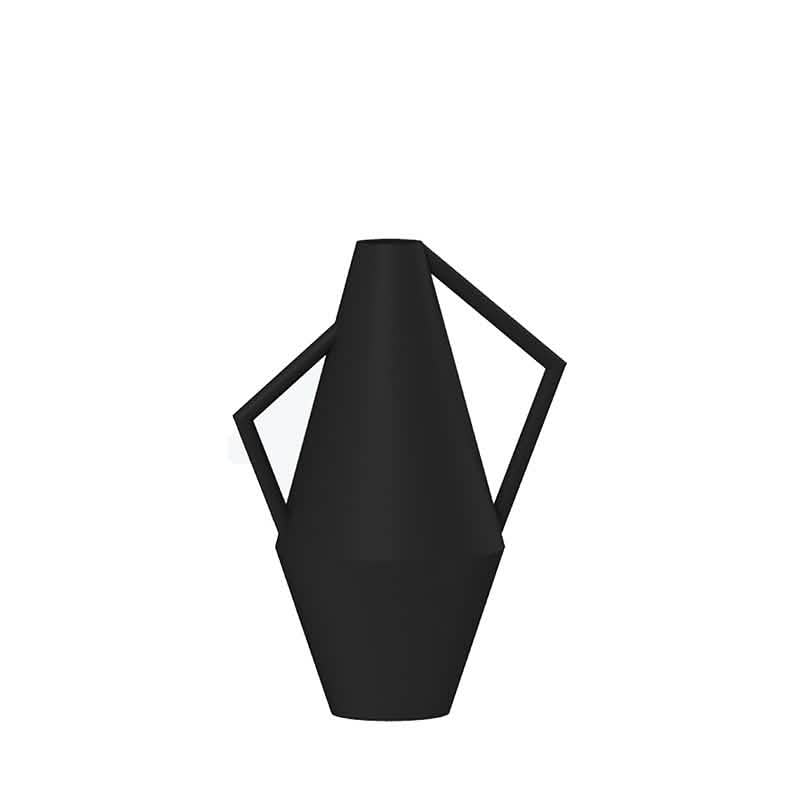 Modern Geometric Resin Vase – Minimalist Black & White Sculptural Decor - Black Angular Geometric Vase (28.5cm) -