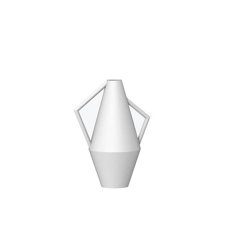 Modern Geometric Resin Vase – Minimalist Black & White Sculptural Decor - White Tall Geometric Vase (38cm) -