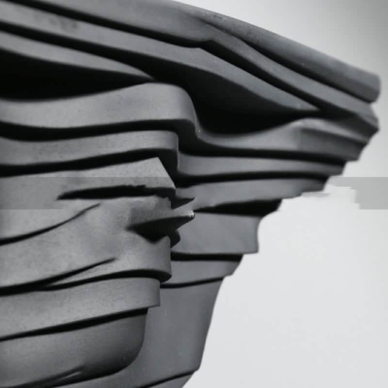 Modern Layered Abstract Sculpture – Modern Double - Sided Black Resin Art Decor - Layered Cascade Abstract Sculpture -