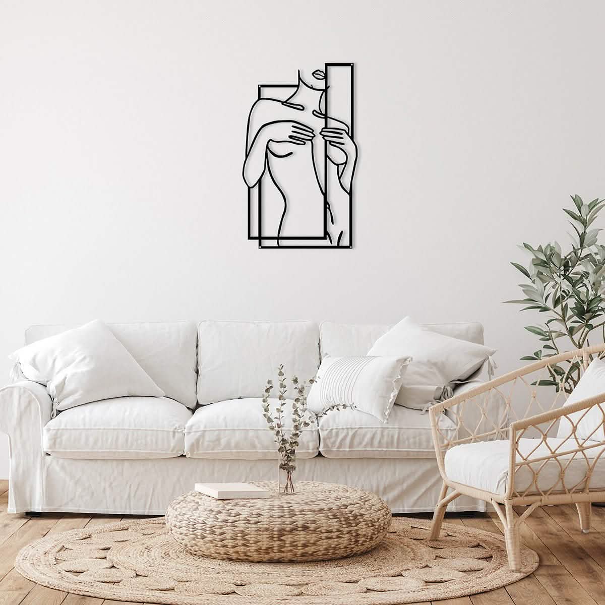 Modern Metal Body Line Wall Art – Feminine Silhouette Minimalist Home Décor - 35x21.5 cm - Black -
