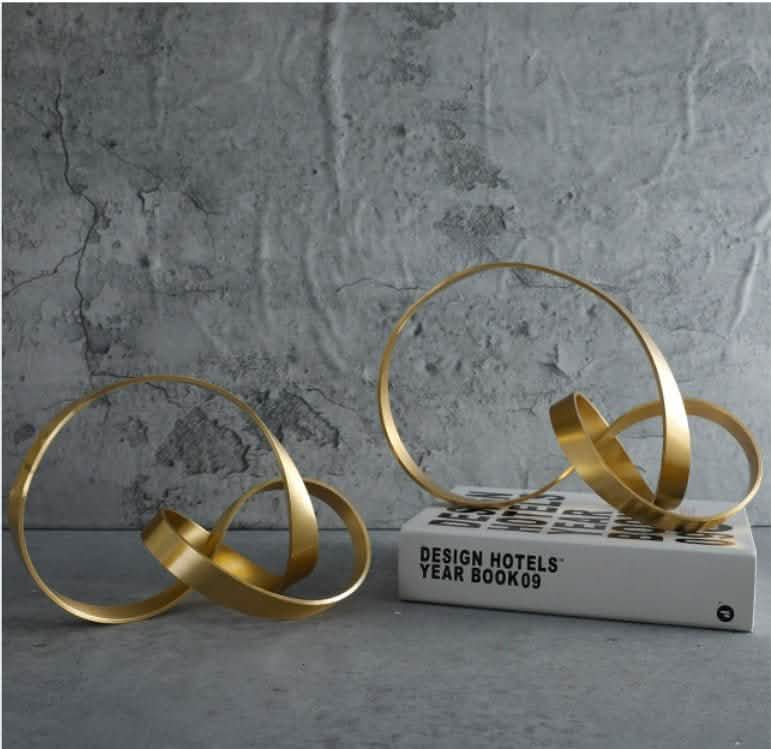 Modern Metal Twist Sculpture – Abstract Gold Art Ornament - Small -