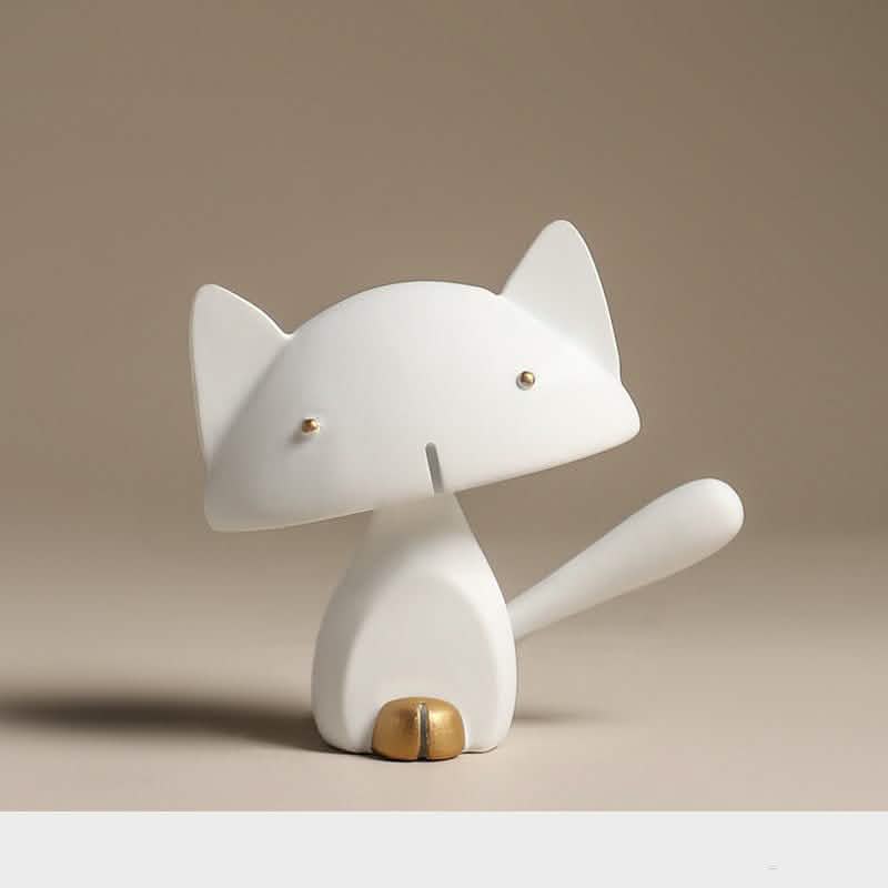 Modern Minimalist Cat Sculpture - Home Furnishings Resin Ornaments - S - White -