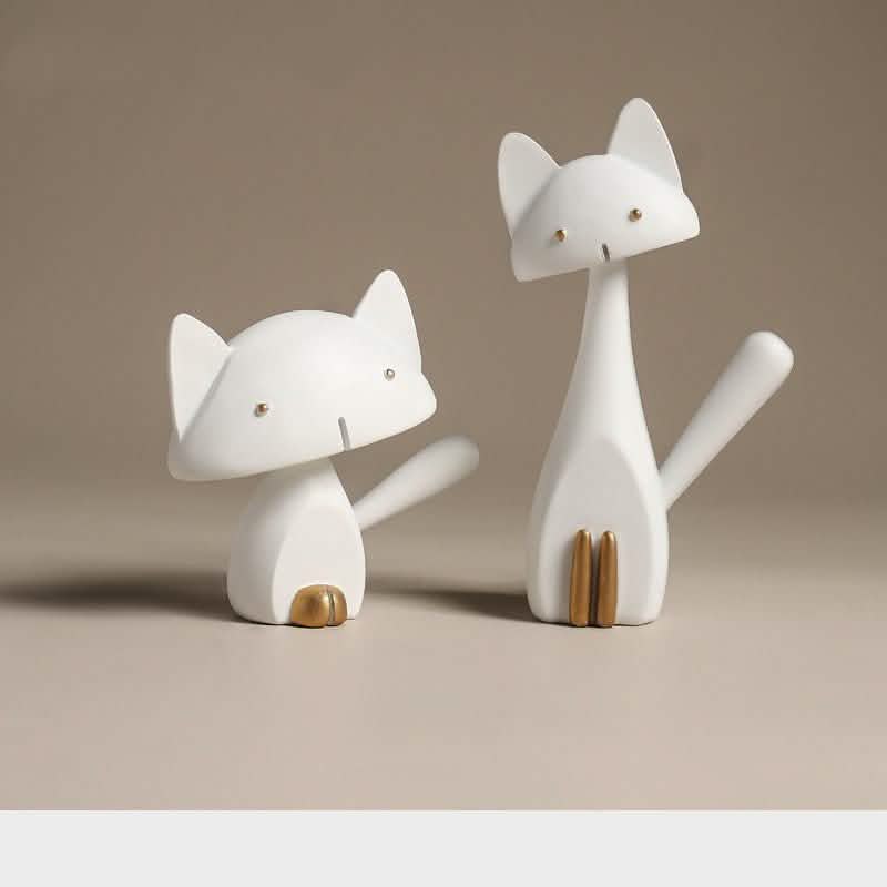 Modern Minimalist Cat Sculpture - Home Furnishings Resin Ornaments - L - Black -