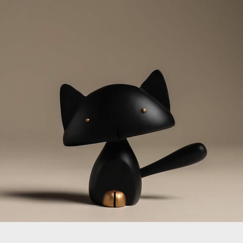 Modern Minimalist Cat Sculpture - Home Furnishings Resin Ornaments - S - Black -