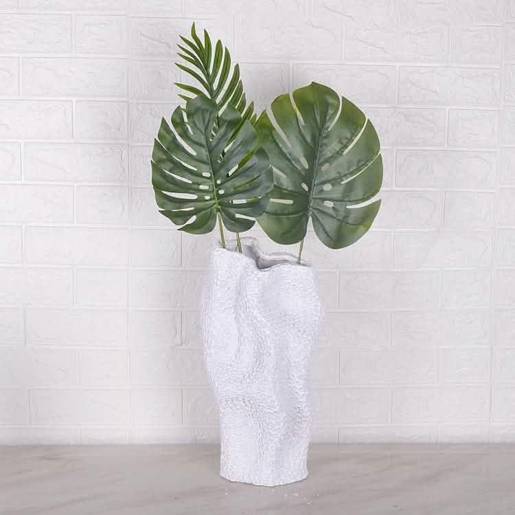 Modern Minimalist Textured Resin Vase – Abstract Geometric Design - Large -