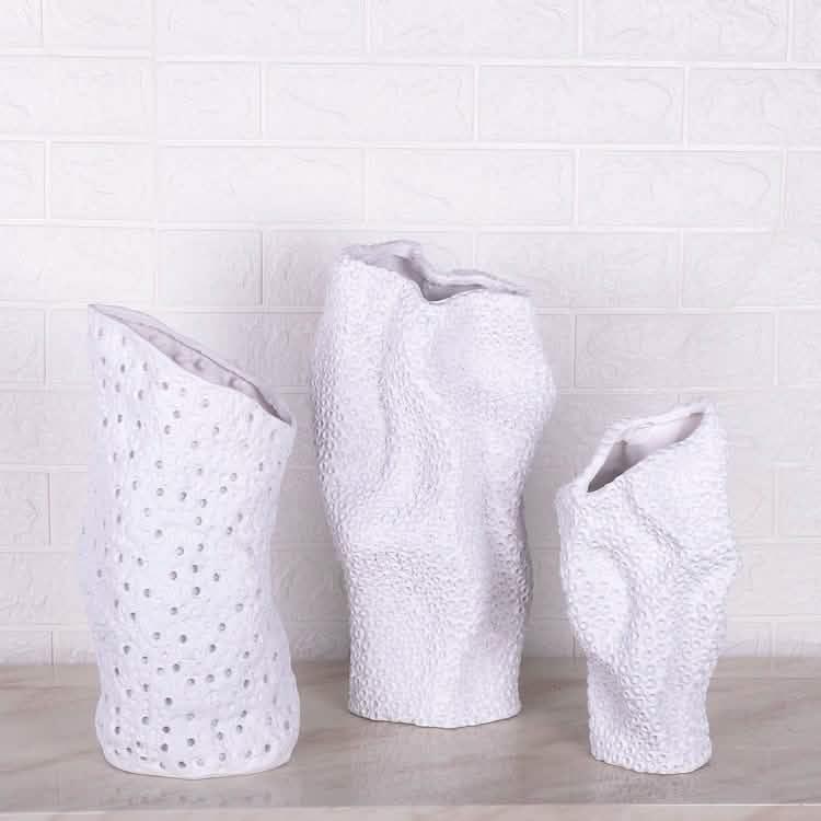 Modern Minimalist Textured Resin Vase – Abstract Geometric Design - Large -