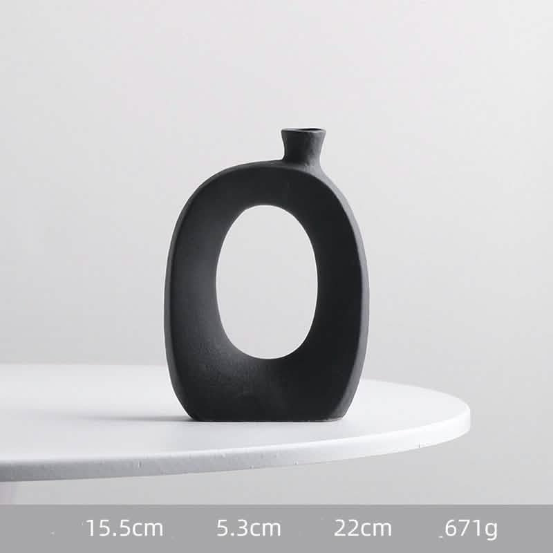 Modern Nordic Ceramic Vase – Minimalist Monochrome Porcelain Flower Arrangement Ornaments - Long ellipse -