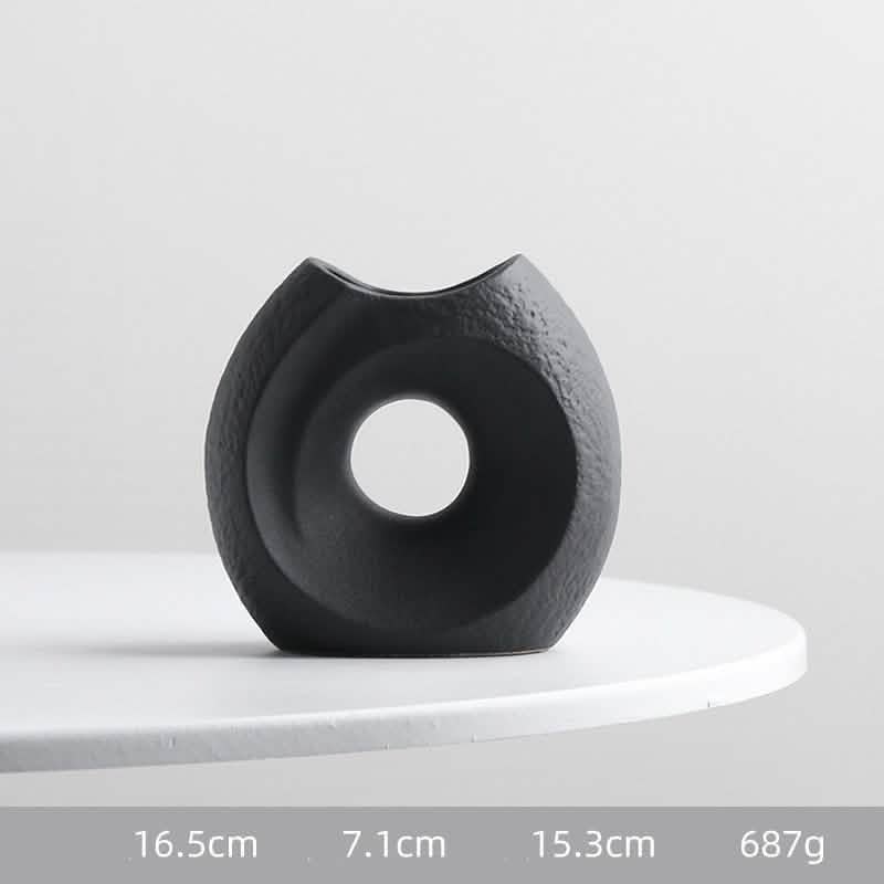 Modern Nordic Ceramic Vase – Minimalist Monochrome Porcelain Flower Arrangement Ornaments - Circular imperfection -