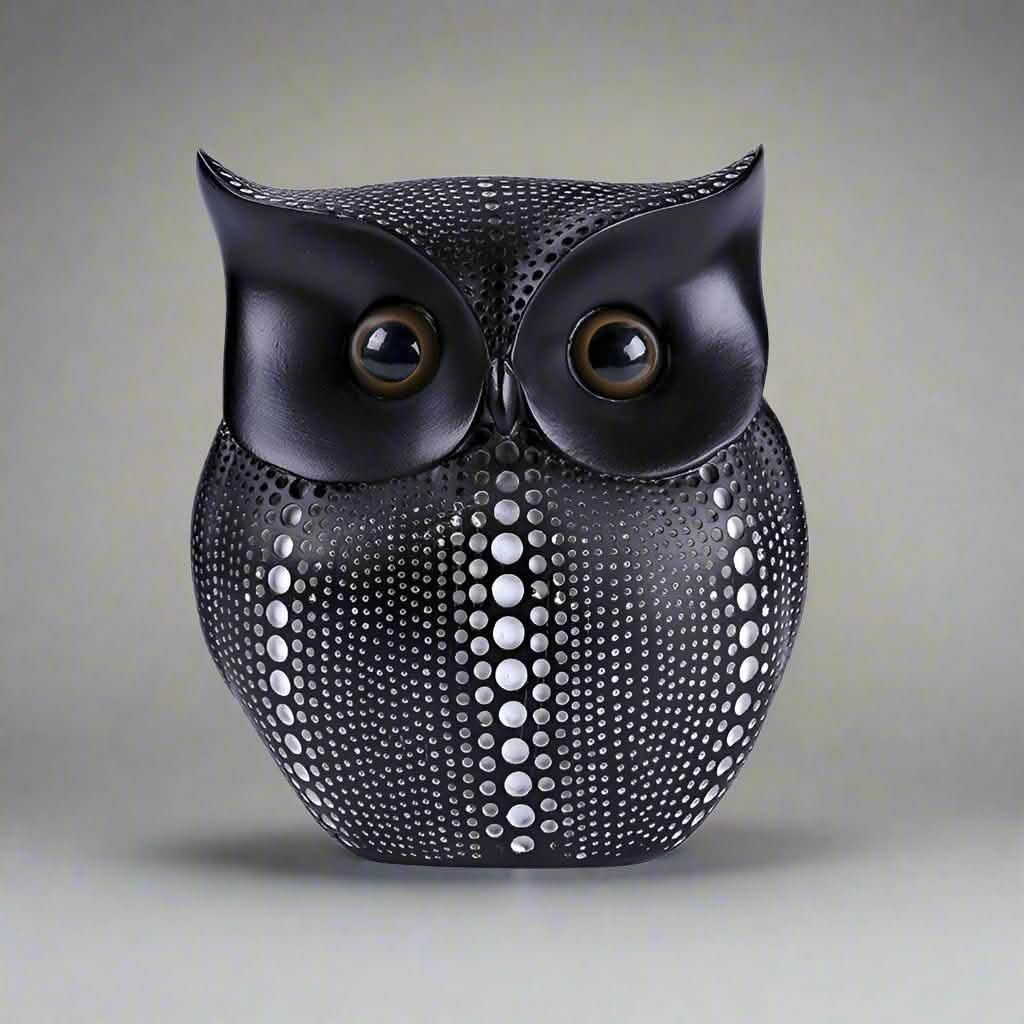 Modern Owl Resin Figurines – Symbol of Wisdom & Home Charm - Black -