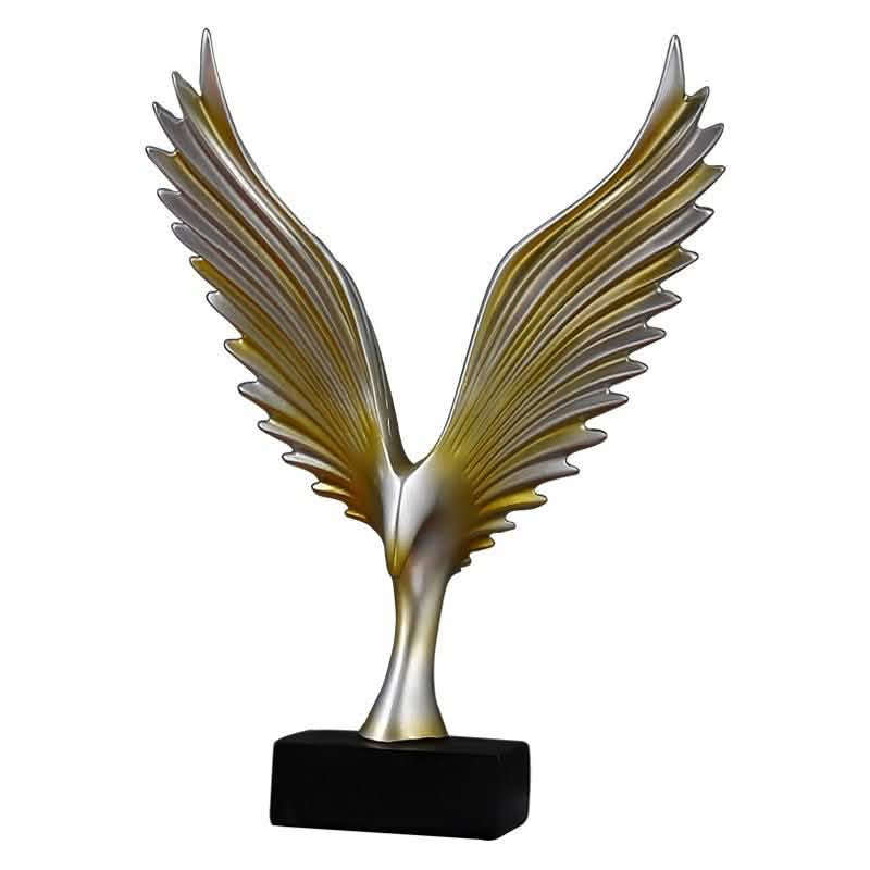 Modern Resin Angel Wing Sculptures – Elegant Home Décor Ornaments - Black Angel Wing Sculpture (Uplifted Design) -