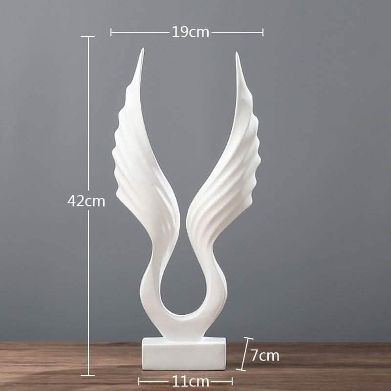Modern Resin Angel Wing Sculptures – Elegant Home Décor Ornaments - White Angel Wing Sculpture (Curved Design) -