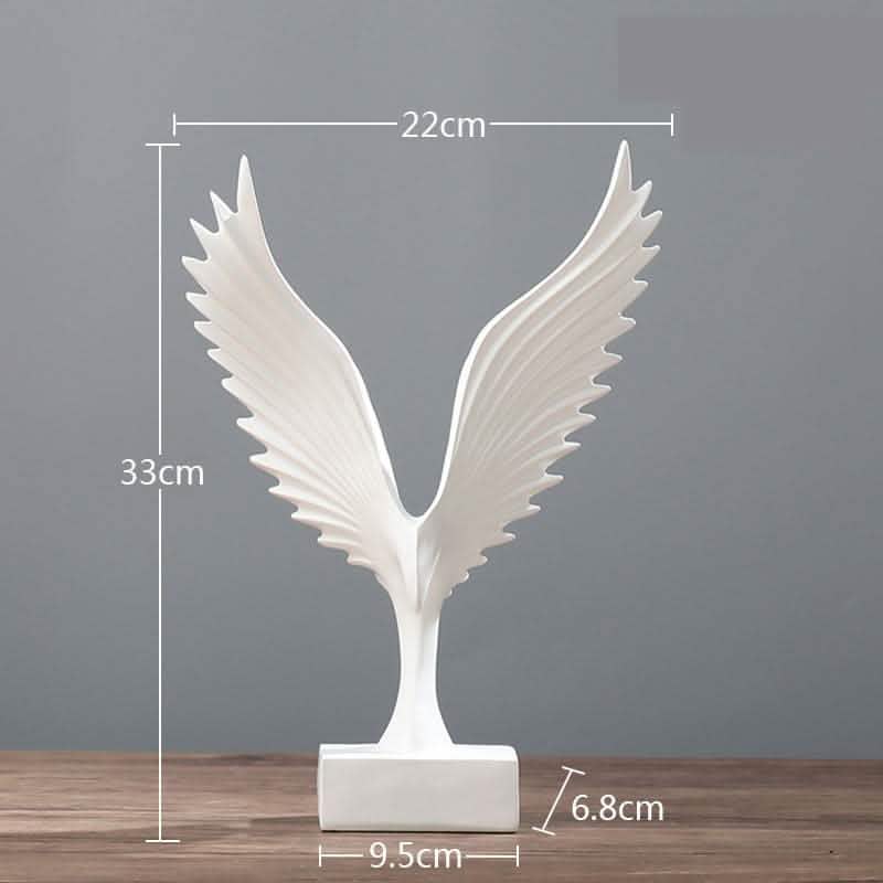 Modern Resin Angel Wing Sculptures – Elegant Home Décor Ornaments - White Angel Wing Sculpture (Uplifted Design) -