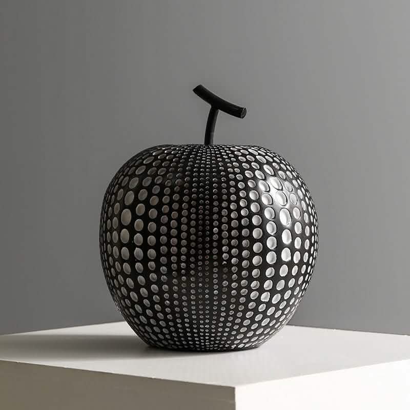 Modern Resin Apple & Pear Ornaments – Minimalist Decorative Sculptures - Modern Black Apple (Tall Model) -