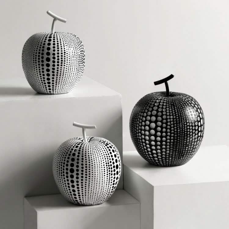 Modern Resin Apple & Pear Ornaments – Minimalist Decorative Sculptures - Minimalist White Apple (Low Model) -