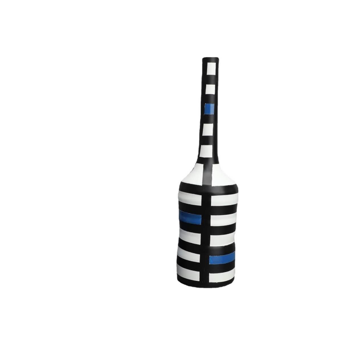 Modern Resin Painted Grid Vase – Geometric Decorative Home Ornament - Tall Grid Vase – 37 cm -