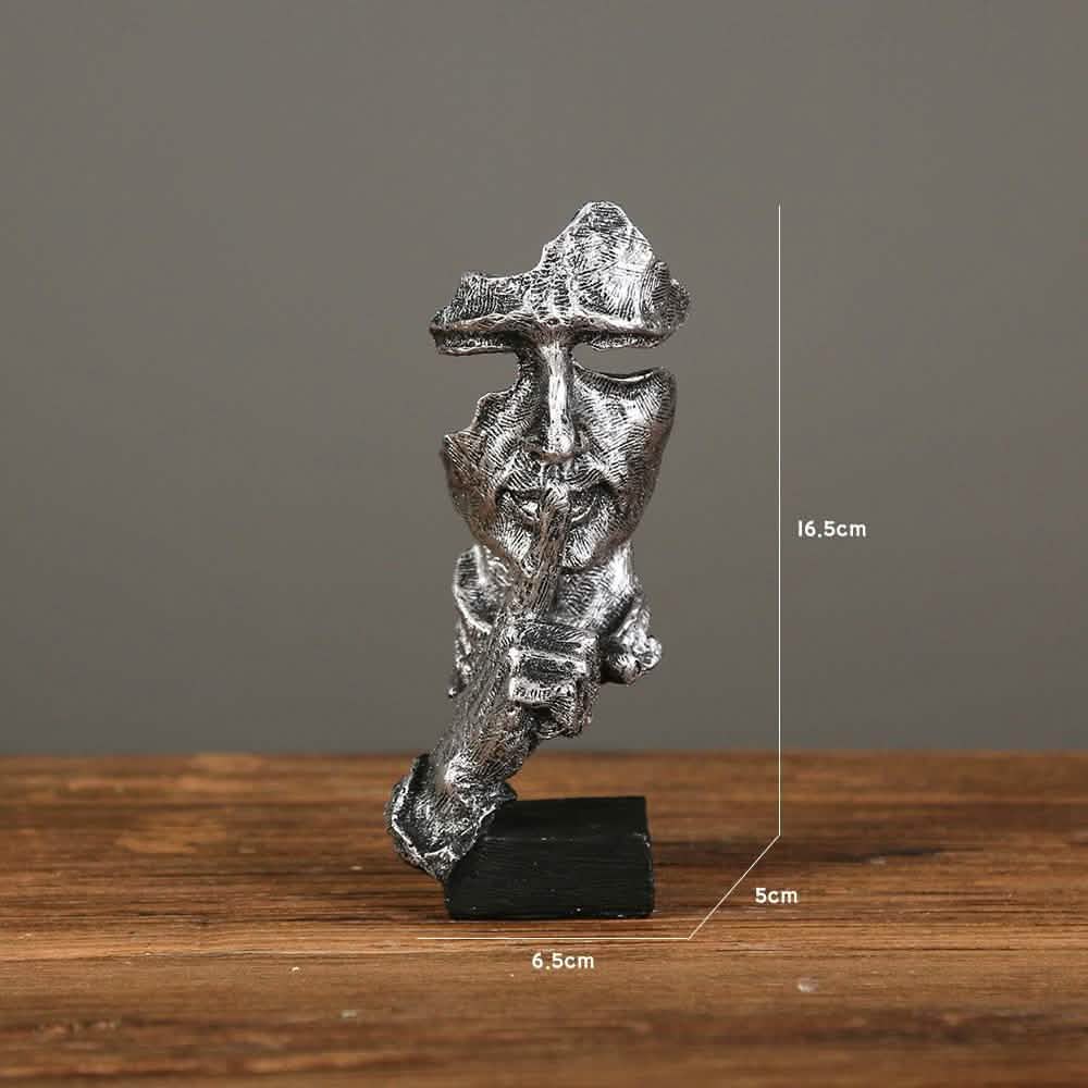 Modern Resin Thinker Sculptures – See No Evil, Hear No Evil, Speak No Evil Figurines - Silver doesn't say -