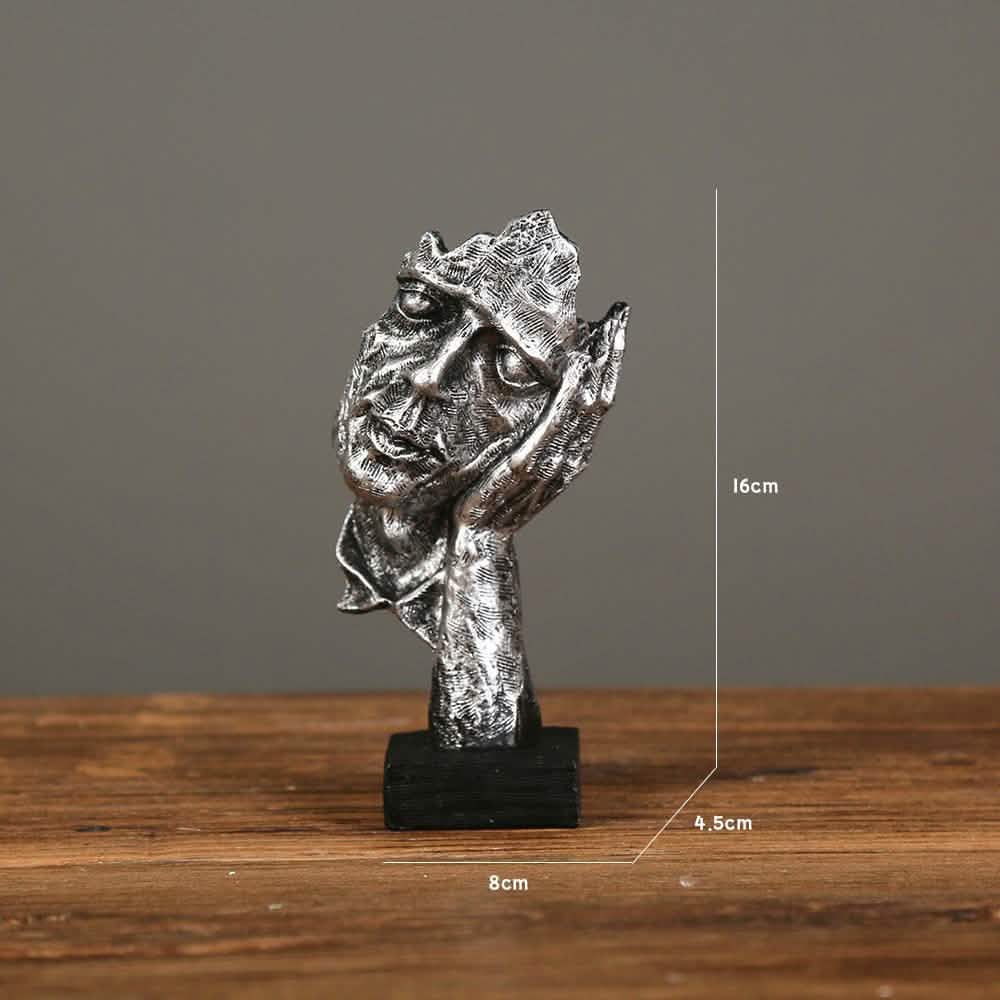 Modern Resin Thinker Sculptures – See No Evil, Hear No Evil, Speak No Evil Figurines - Silver doesn't listen -