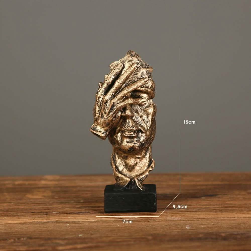 Modern Resin Thinker Sculptures – See No Evil, Hear No Evil, Speak No Evil Figurines - Gold doesn't look -