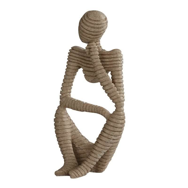 Modern Sandstone - Style Resin Abstract Sculpture – Minimalist Home Ornament - 12x10x24cm - Contemplative Pose Sandstone Sculpture -