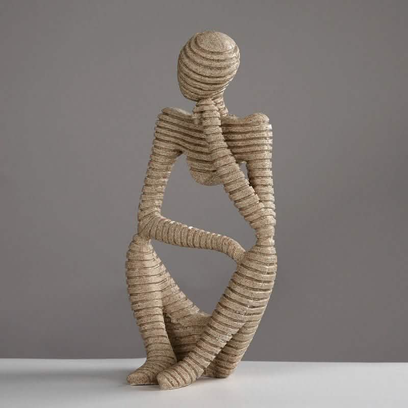 Modern Sandstone - Style Resin Abstract Sculpture – Minimalist Home Ornament - 12x10x24cm - Reflective Pose Sandstone Sculpture -