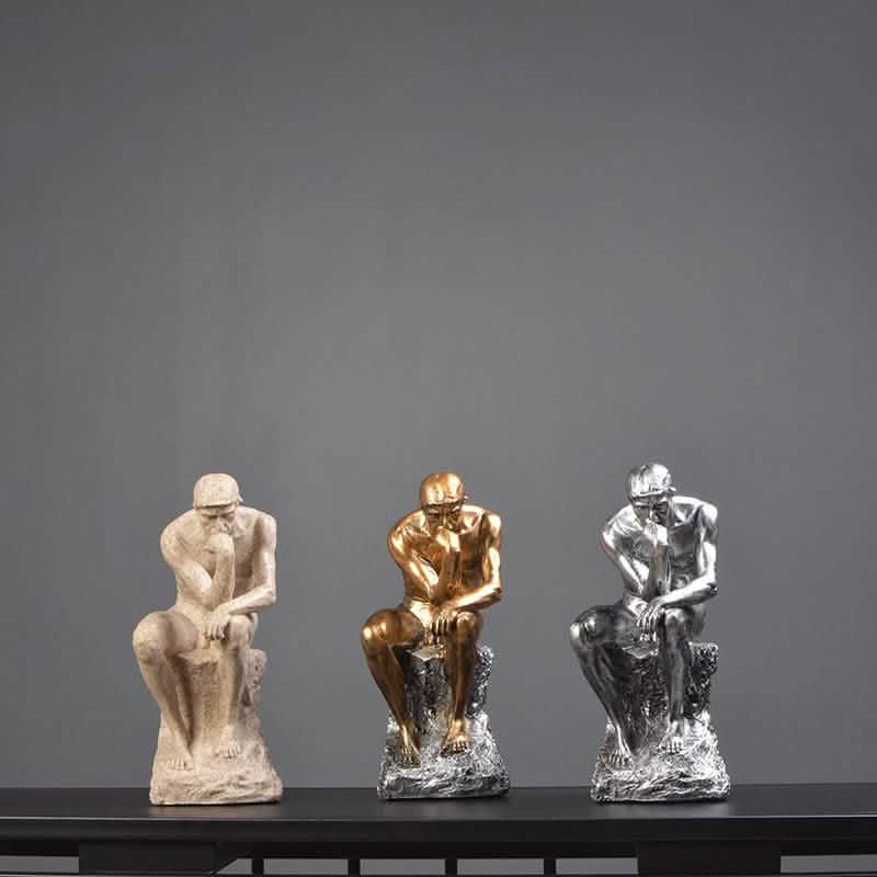 Modern Thinker Sculpture – Gold, Silver & Stone Finish - Gold -