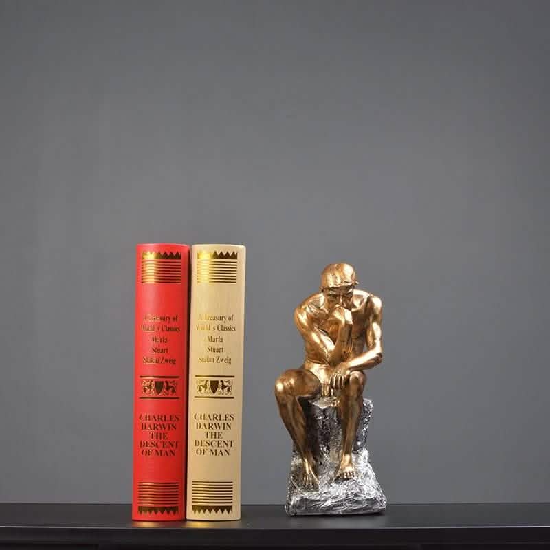 Modern Thinker Sculpture – Gold, Silver & Stone Finish - Gold -