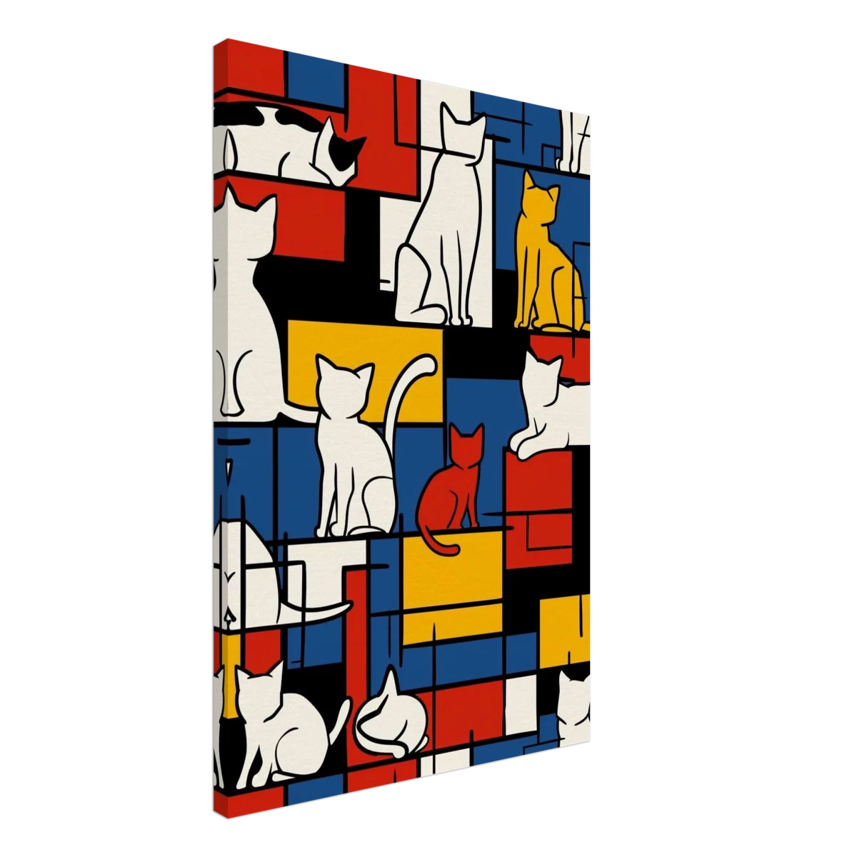 MondriCats – A Purrfect Balance | Wall art print - Canvas - 50x75 cm / 20x30″ -
