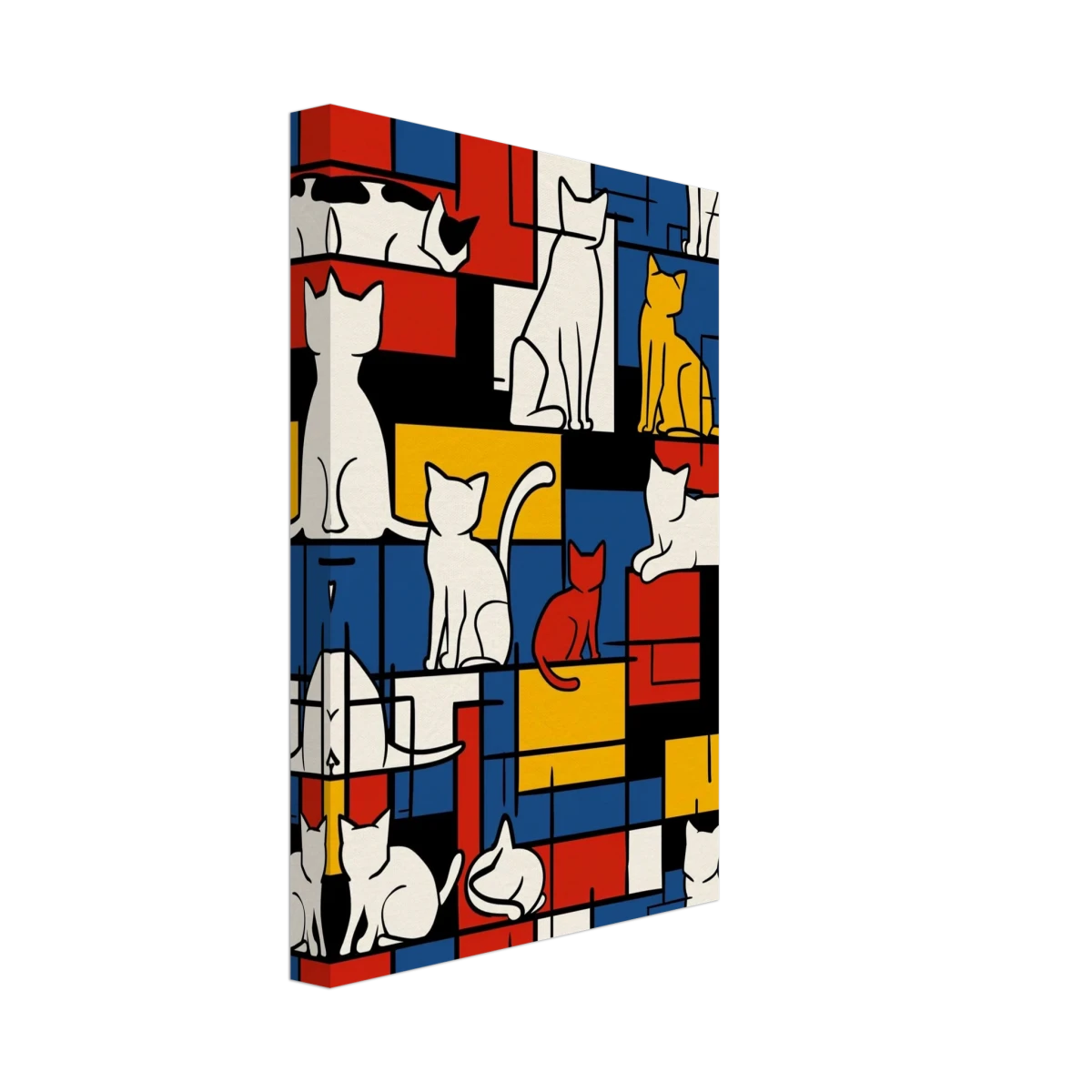 MondriCats – A Purrfect Balance | Wall art print - Canvas - 20x30 cm / 8x12″ -