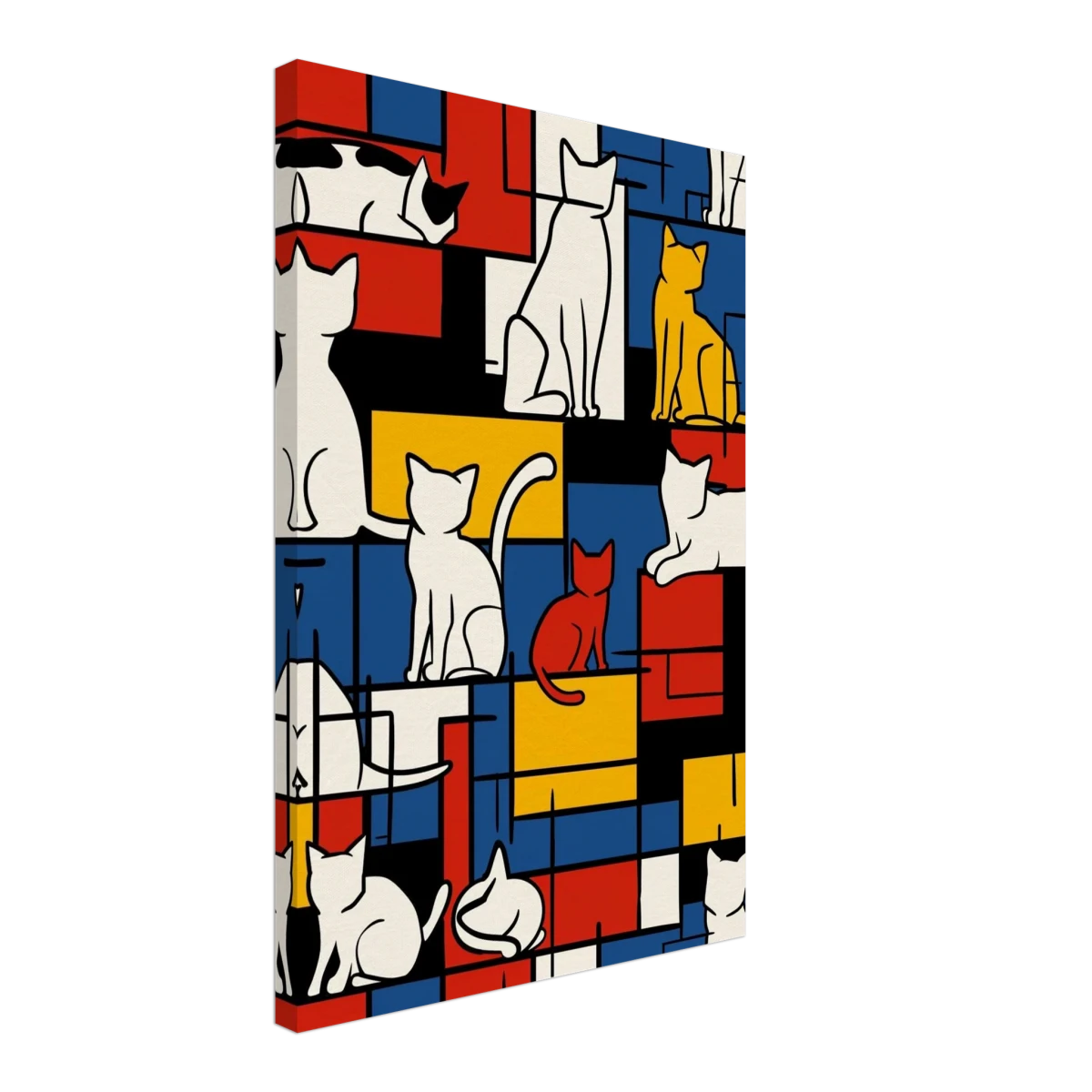 MondriCats – A Purrfect Balance | Wall art print - Canvas - 40x60 cm / 16x24″ -