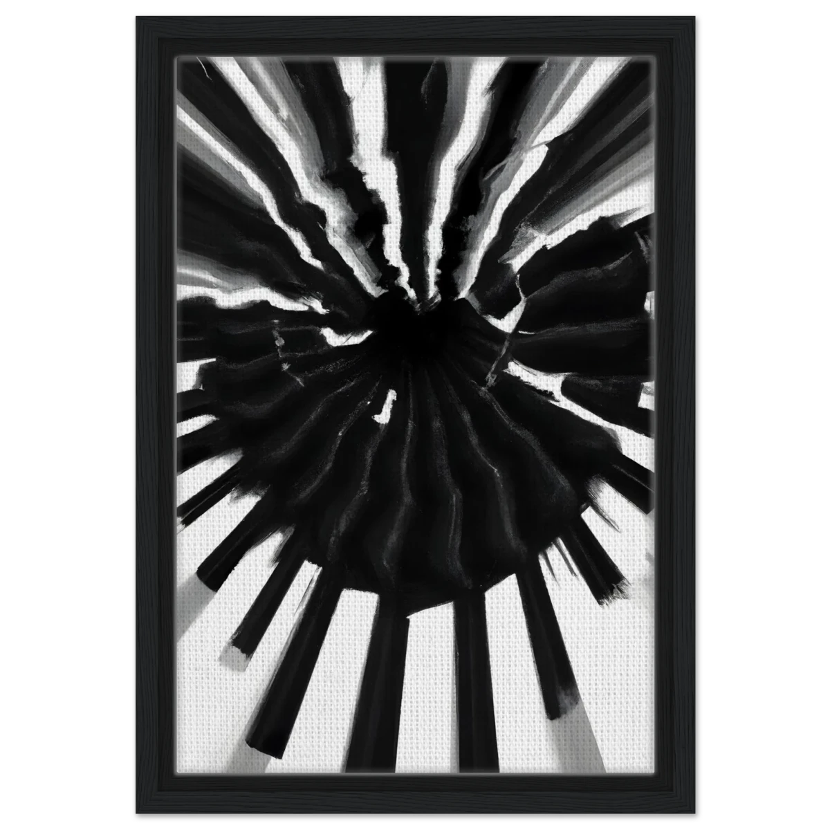 Monochrome Pulse | Modern Abstract Expressionist Wall art Print - Framed Canvas - 30x45 cm / 12x18″ - Black frame