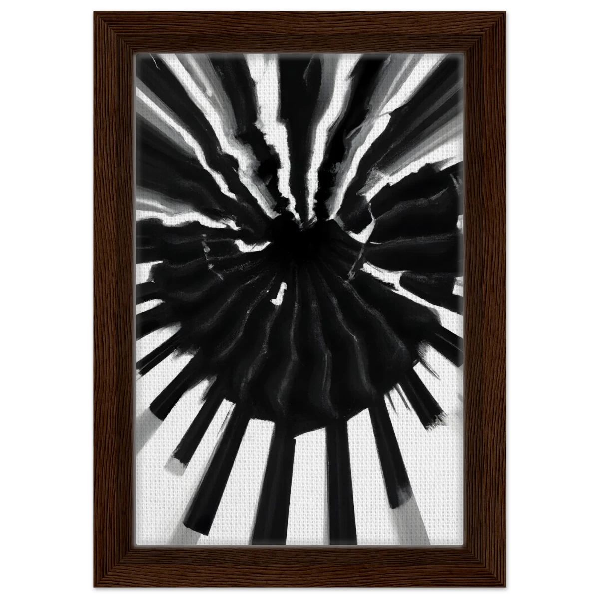 Monochrome Pulse | Modern Abstract Expressionist Wall art Print - Framed Canvas - 20x30 cm / 8x12″ - Dark wood frame