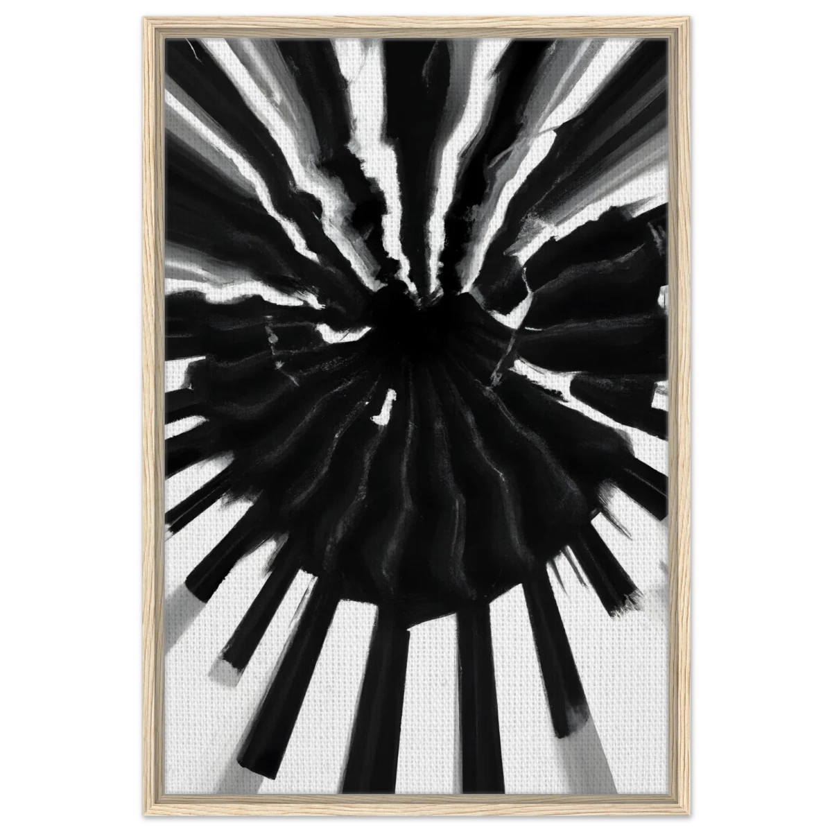 Monochrome Pulse | Modern Abstract Expressionist Wall art Print - Framed Canvas - 60x90 cm / 24x36″ - Wood frame