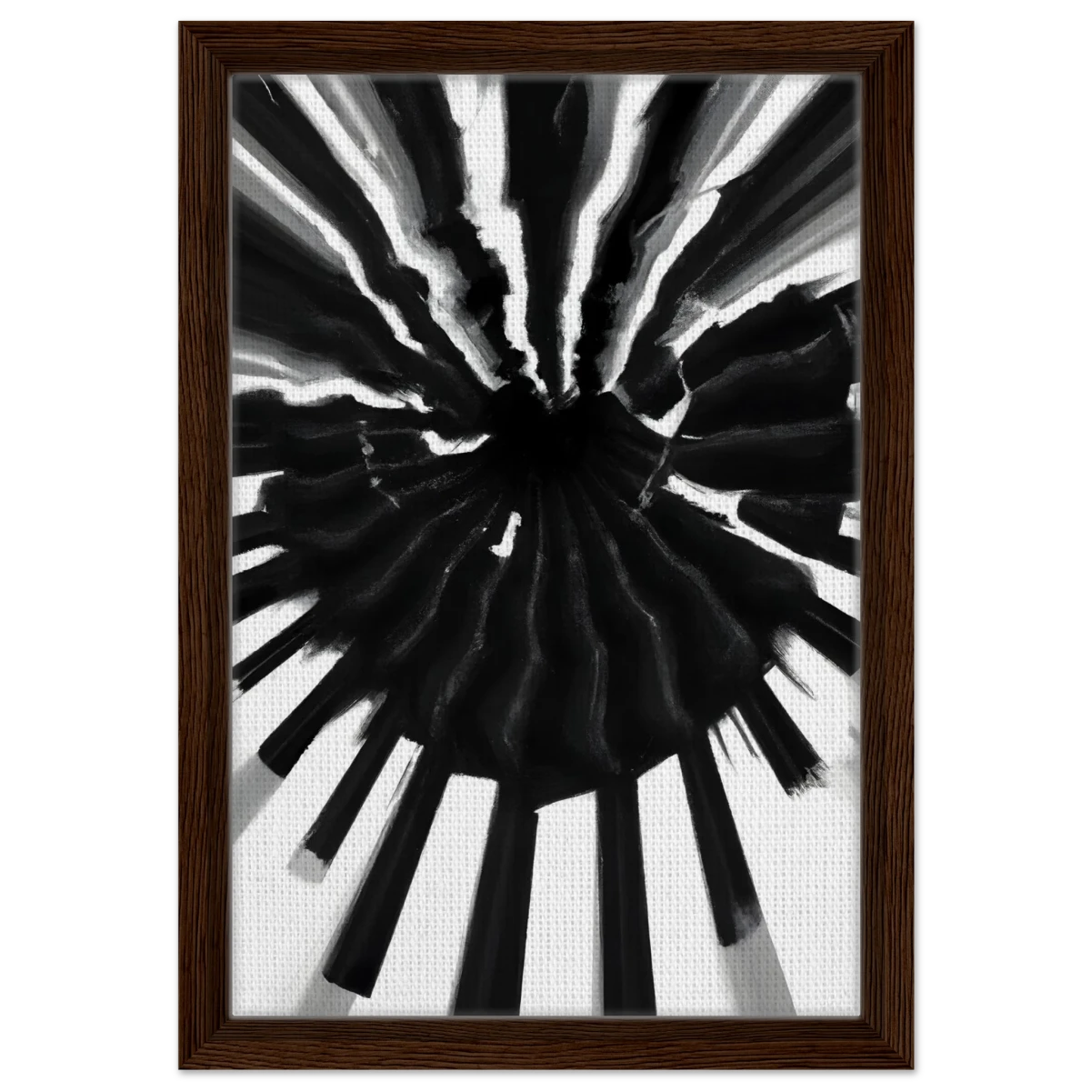 Monochrome Pulse | Modern Abstract Expressionist Wall art Print - Framed Canvas - 30x45 cm / 12x18″ - Dark wood frame