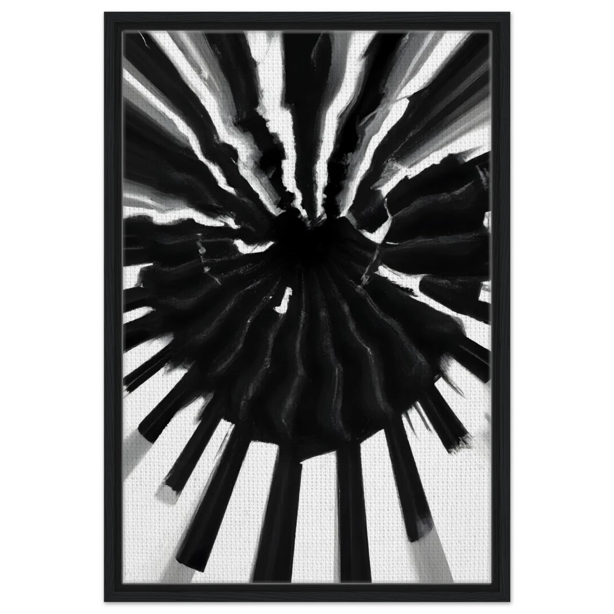Monochrome Pulse | Modern Abstract Expressionist Wall art Print - Framed Canvas - 50x75 cm / 20x30″ - Black frame